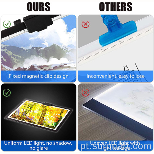 A3 Bright Tracing Light Box com Magnetic Clip